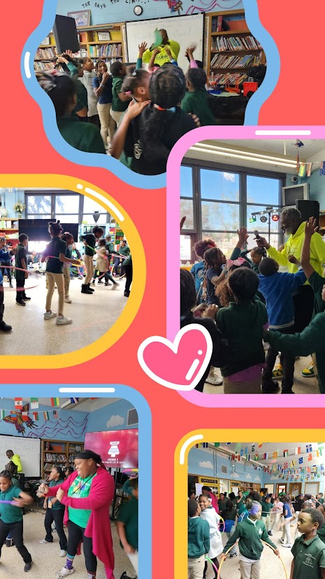Students play games and dance during karaoke party